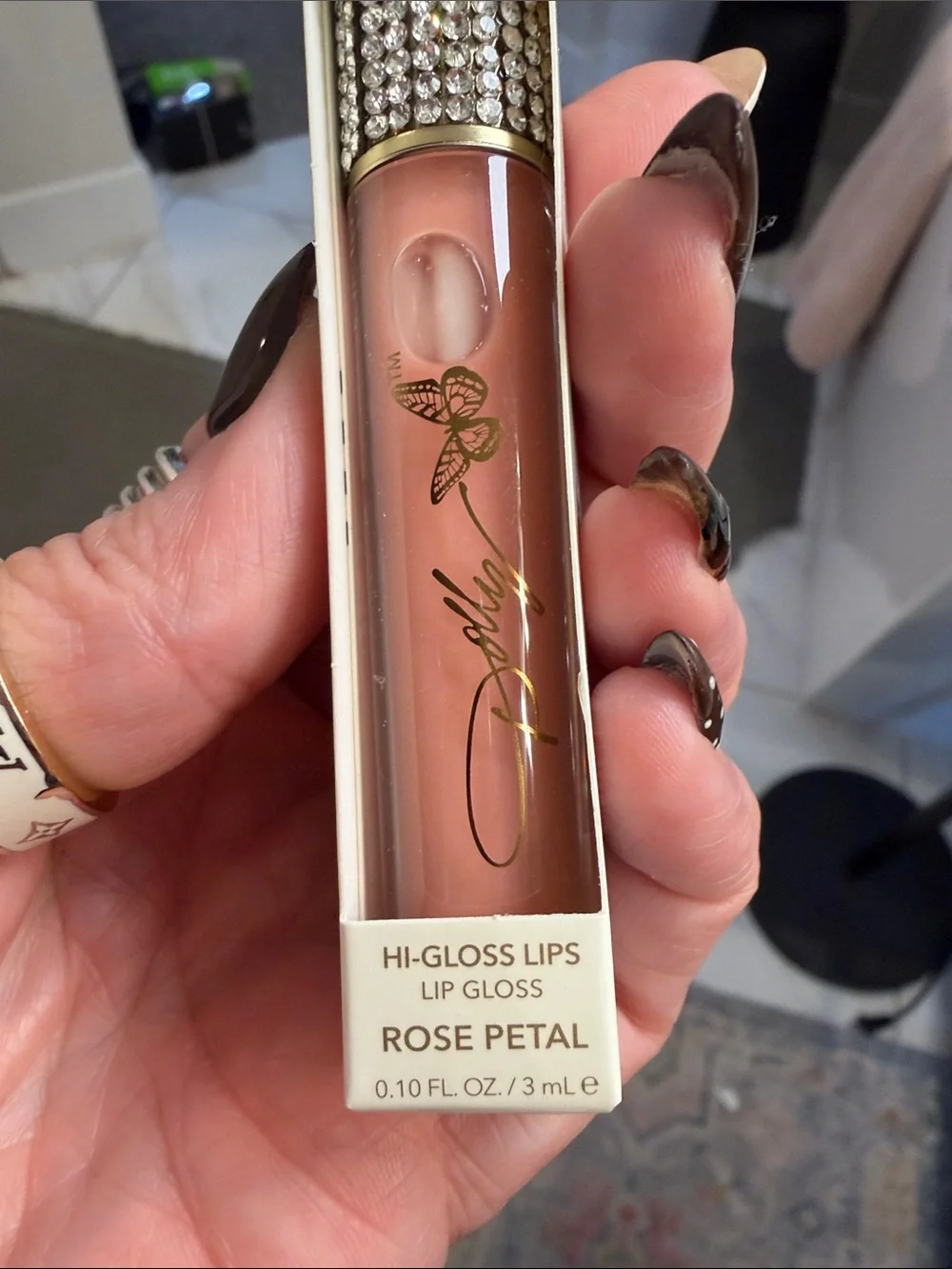 Dolly Hi-Gloss Lip Gloss Trio — Rose Petal, Crushed Rhinestone, Gold Dust